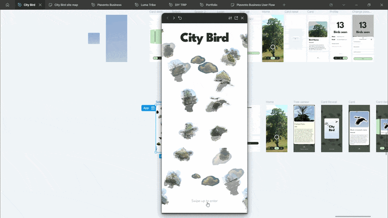 City Bird: The App — The prototype in use: swiping into the app and through its screens