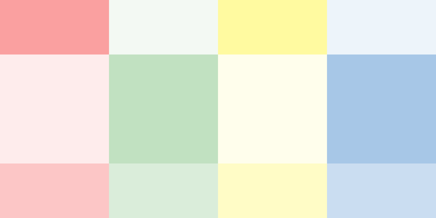 City Bird: The App — Colour palette: reds, greens, yellows and blues, each in three tints